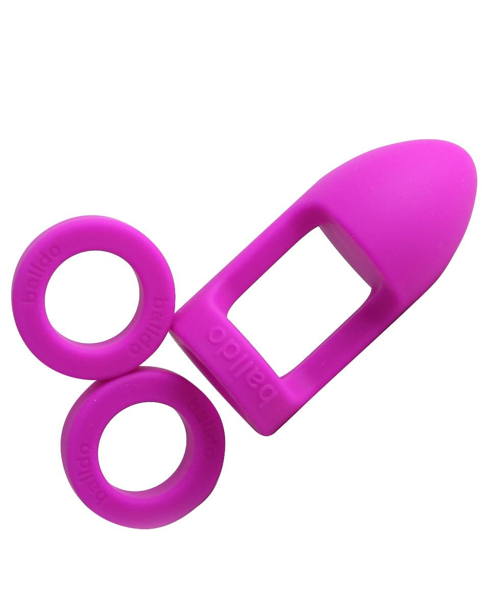 Balldo Cock Rings Balldo Set Purple - Innovative Ball Sex Device with Adjustable Rings Silicone