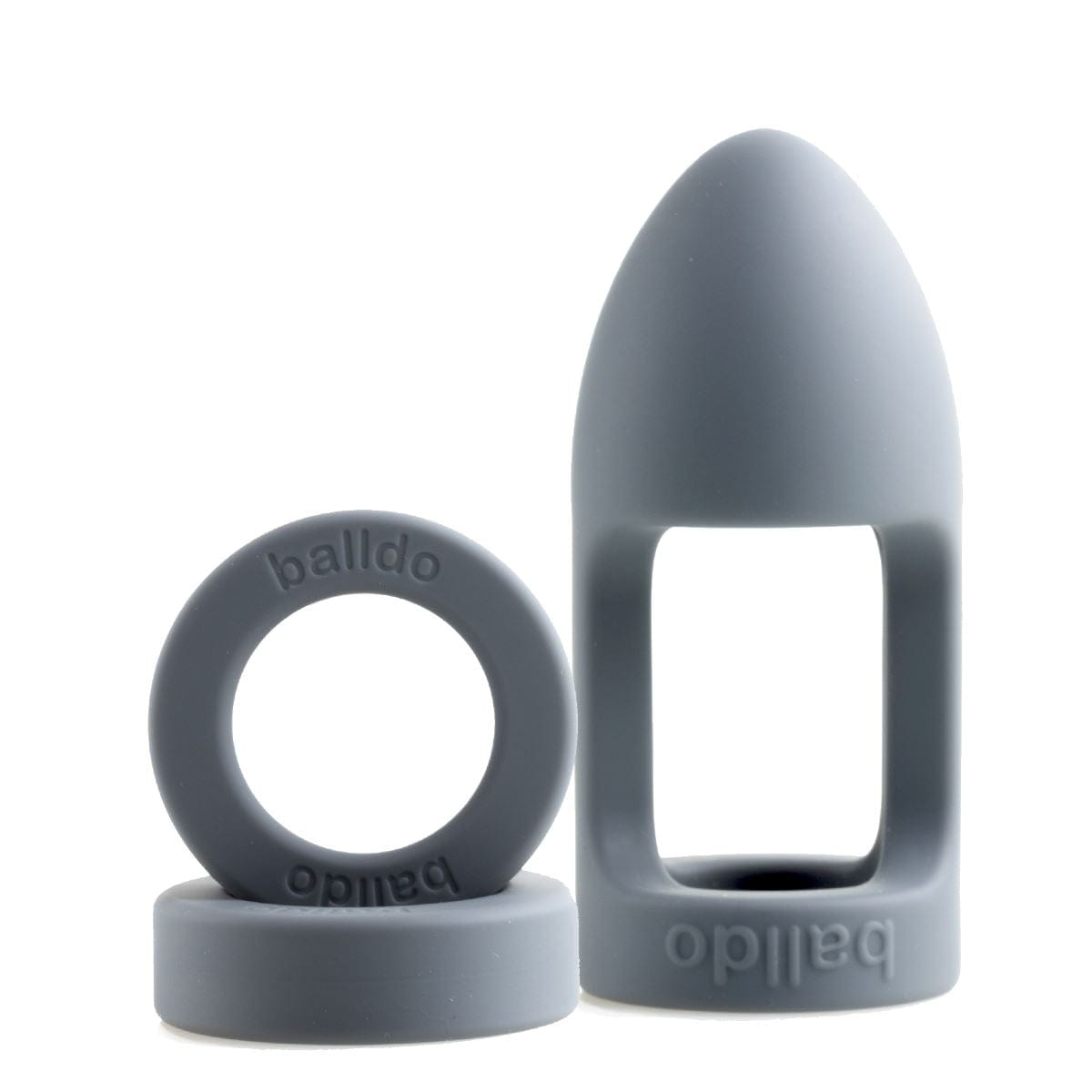 Balldo Cock Rings Balldo Set Steel Grey - Premium Silicone Ball Sex Set with Adjustable Rings