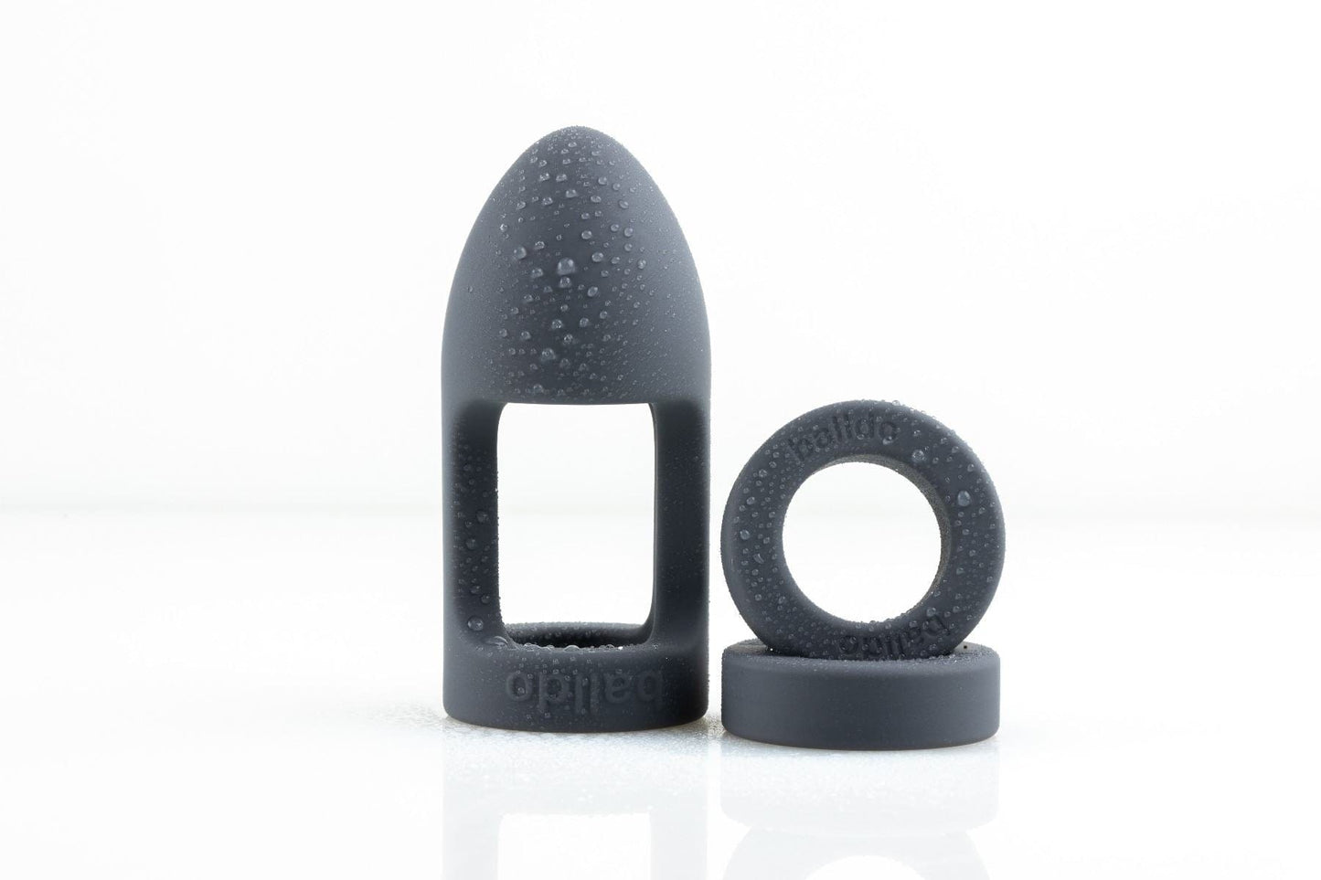 Balldo Cock Rings Balldo Set Steel Grey - Premium Silicone Ball Sex Set with Adjustable Rings
