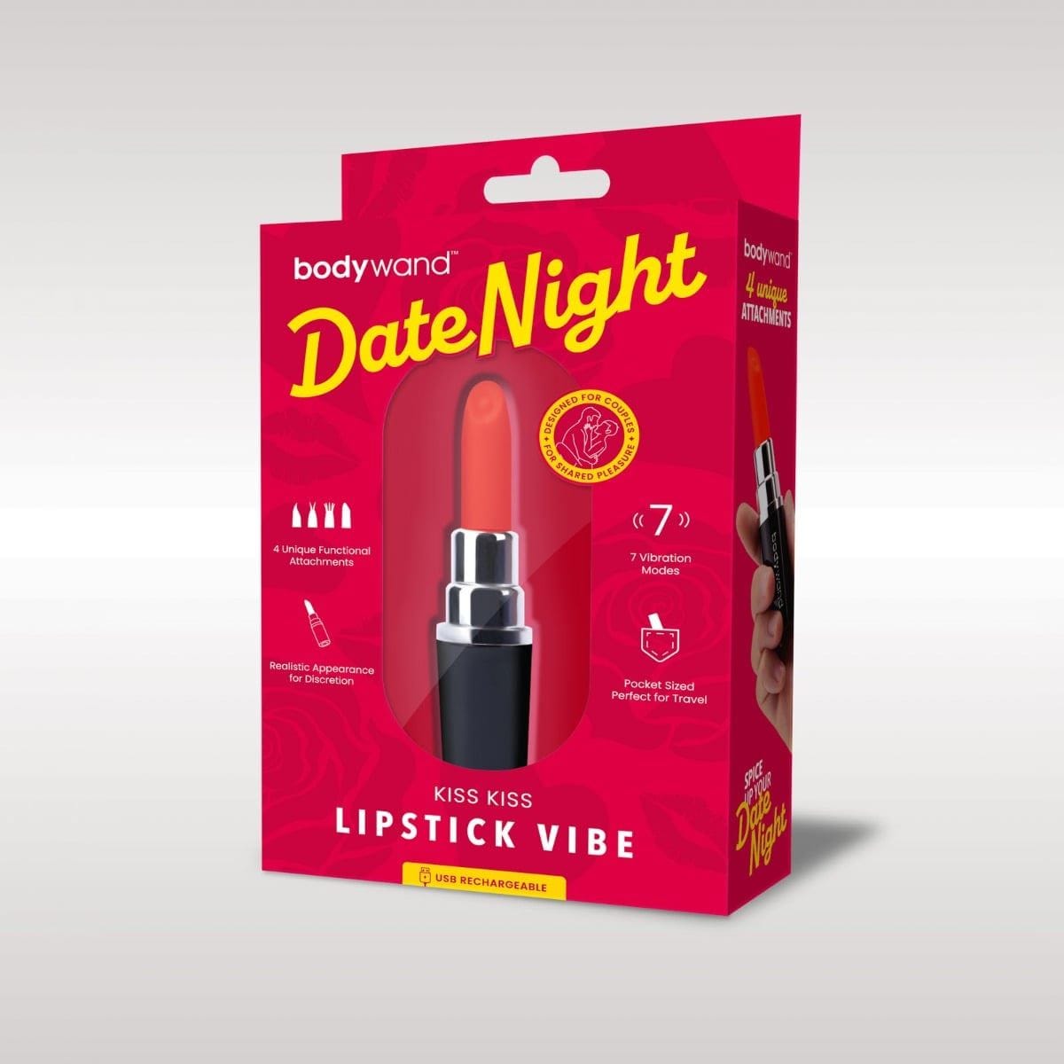 Bodywand Clitoral Vibrators Bodywand Date Night Kiss Kiss Lipstick Vibe - multiple vibration modes