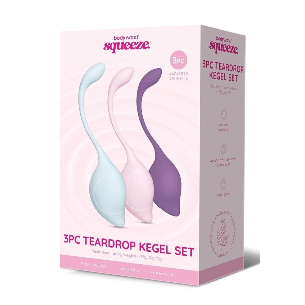 Bodywand G Spot Vibrator Bodywand Squeeze 3 Piece Teardrop Weighted Kegel Set Purple Pink Blue - Kegel