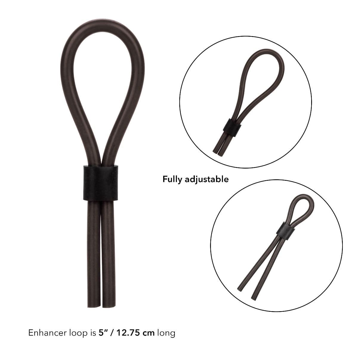 California Exotics Cock Rings CalExotics Silicone Stud Lasso - Adjustable Black Lasso Ring Silicone Adjustable