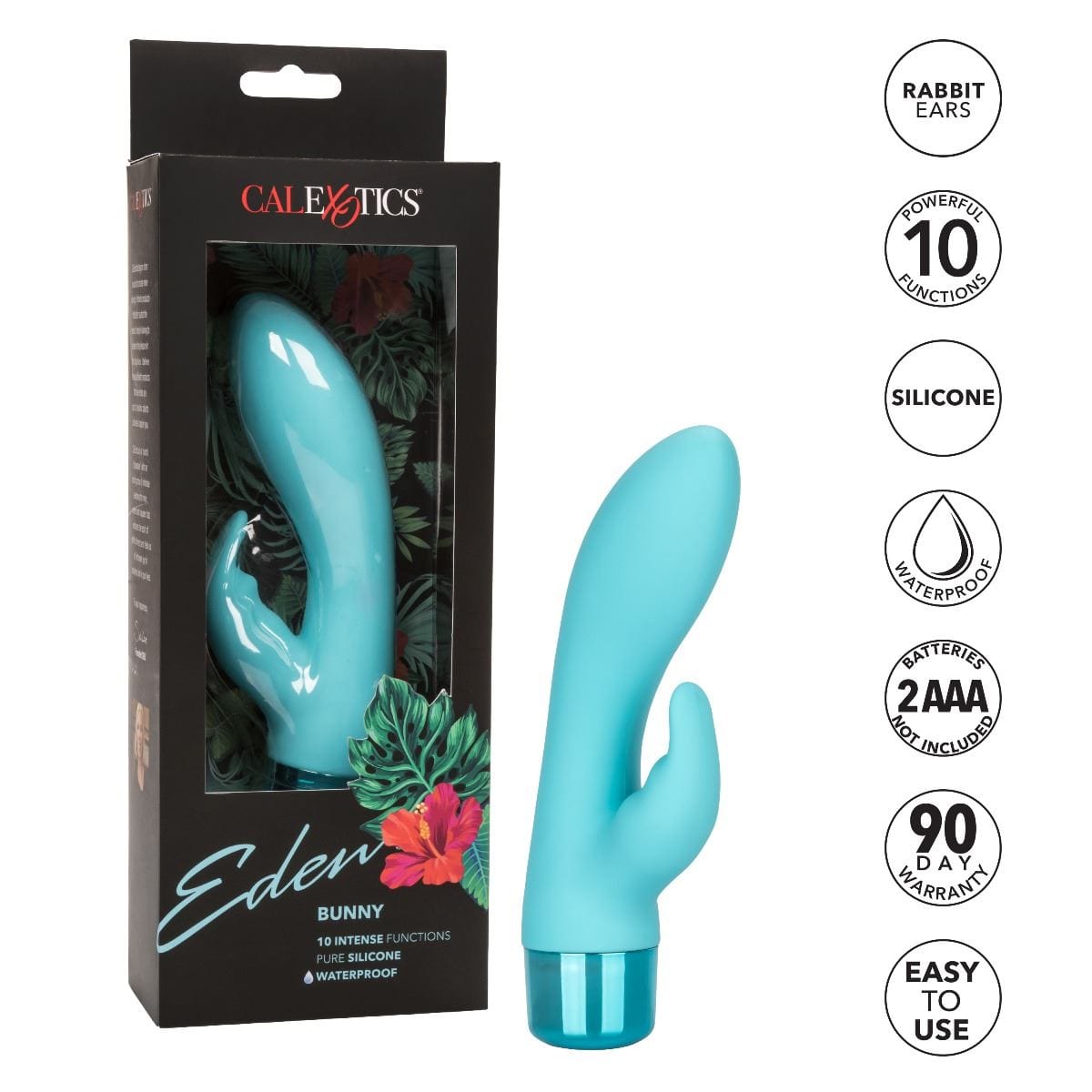 California Exotics Rabbit Vibrators Eden Bunny Silicone Rabbit Vibrator - 10 Functions Silicone Waterproof Vibrating