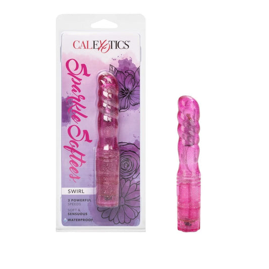 California Exotics Realistic Vibrators CalExotics Sparkle Softees Swirl: Waterproof Soft Swirled Vibrator with Multi-Speed Vibrations
