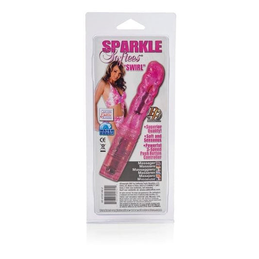 California Exotics Realistic Vibrators CalExotics Sparkle Softees Swirl: Waterproof Soft Swirled Vibrator with Multi-Speed Vibrations