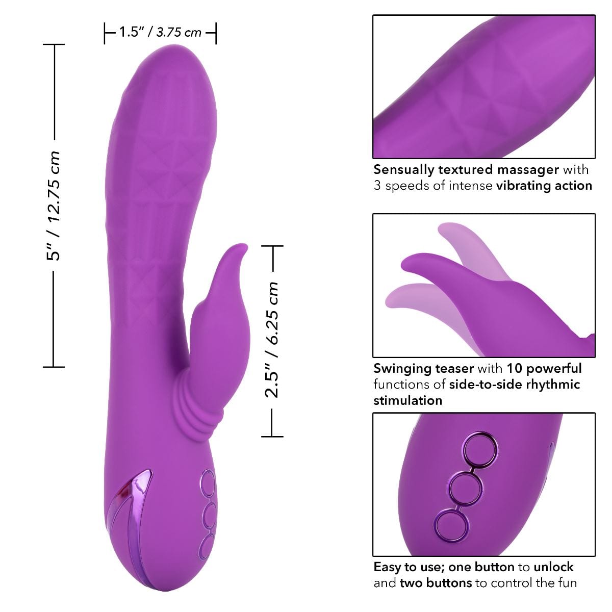 California Exotics Realistic Vibrators Valley Vamp Swinging Vibrator with Rhythmic Teaser