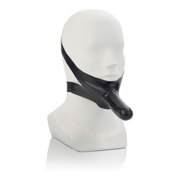 California Exotics Strap On Dildo & Harness Chin Strap Dildo Latex – The Accommodator (5″ Black)