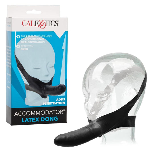 California Exotics Strap On Dildo & Harness Chin Strap Dildo Latex – The Accommodator (5″ Black)