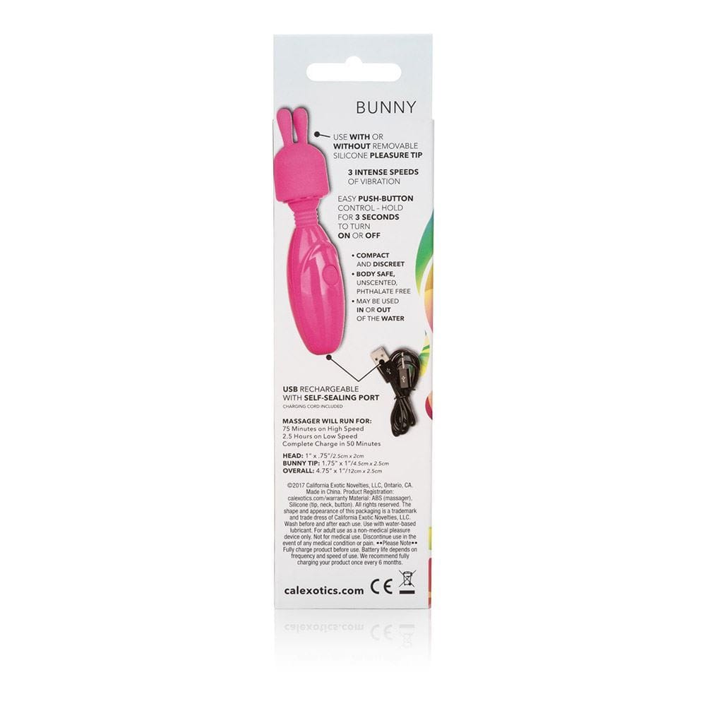 California Exotics Wand Vibrators Tiny Teasers Bunny - Rechargeable 3 Speed Mini Wand with Removable Tip Vibrating