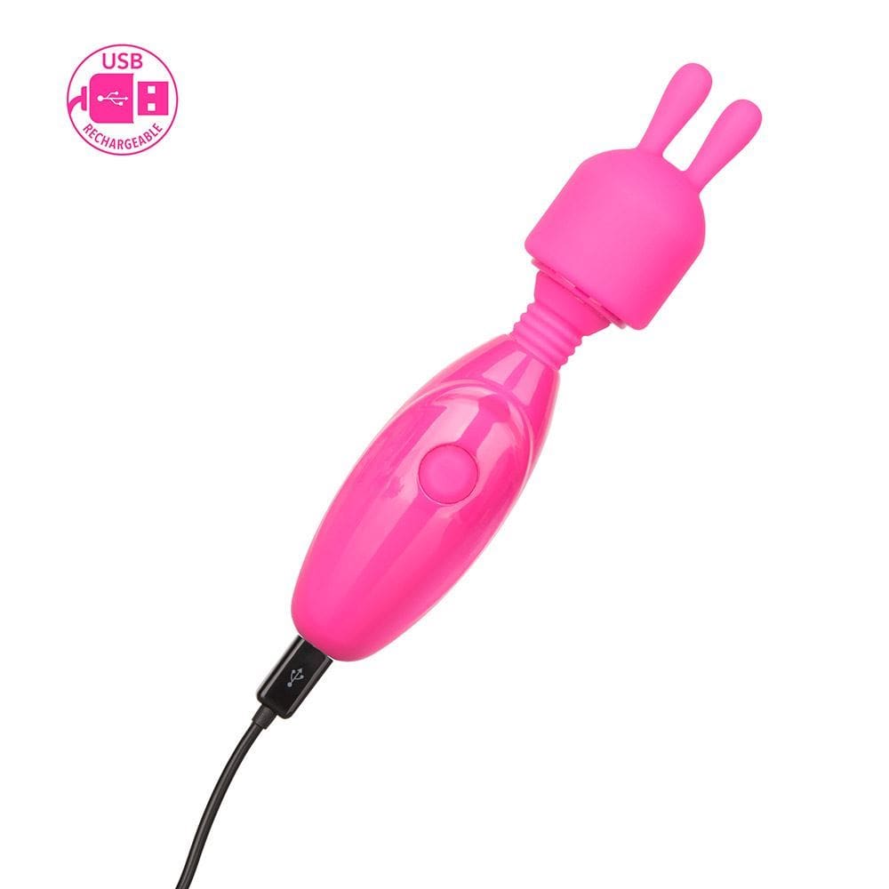 California Exotics Wand Vibrators Tiny Teasers Bunny - Rechargeable 3 Speed Mini Wand with Removable Tip Vibrating