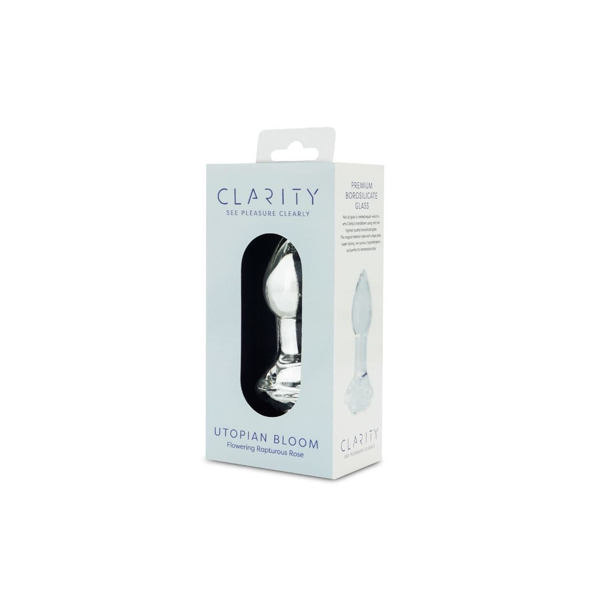 Clarity Butt Plugs Clarity Utopian Bloom Tapered Glass Butt Plug: 4.3 Inch Elegant Anal Play