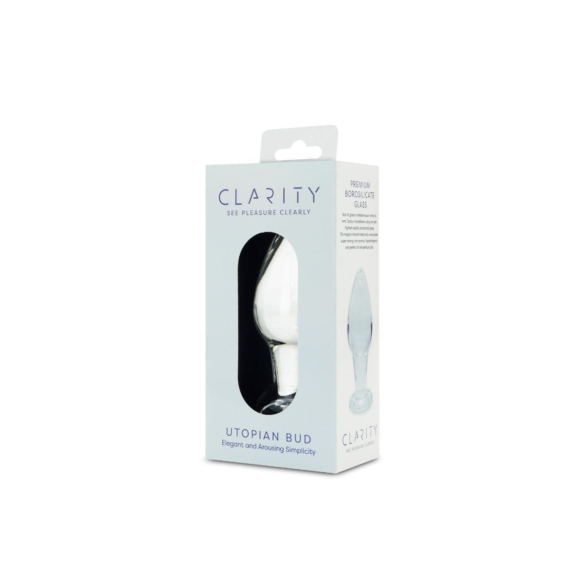 Clarity Butt Plugs Clarity Utopian Bud Glass Butt Plug: 3.5 Inch Beginner-Friendly Anal Pleasure