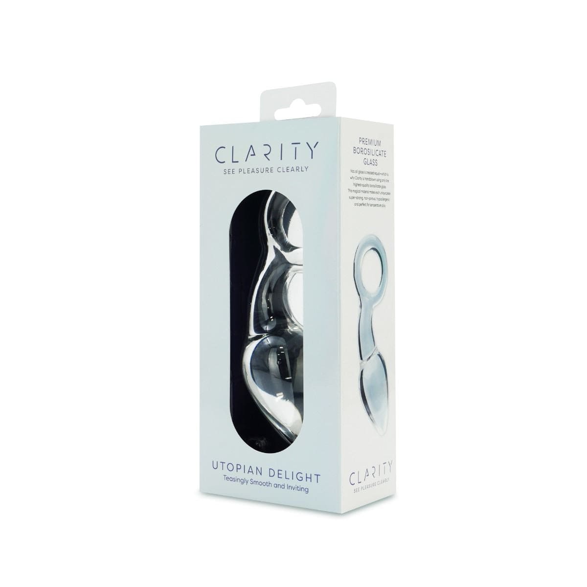 Clarity Butt Plugs Clarity Utopian Delight Glass Butt Plug: 3.5" Compact Elegance with App Control