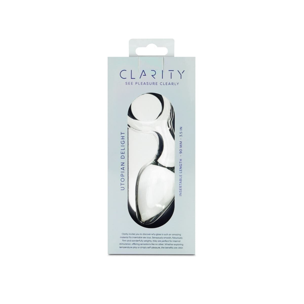 Clarity Butt Plugs Clarity Utopian Delight Glass Butt Plug: 3.5" Compact Elegance with App Control
