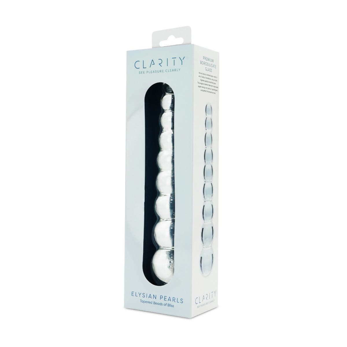 Clarity Realistic Dildos Clarity Elysian Pearls Beaded Glass Dildo: 6.7 Inch Graduated G-Spot Pleasure Stimulation
