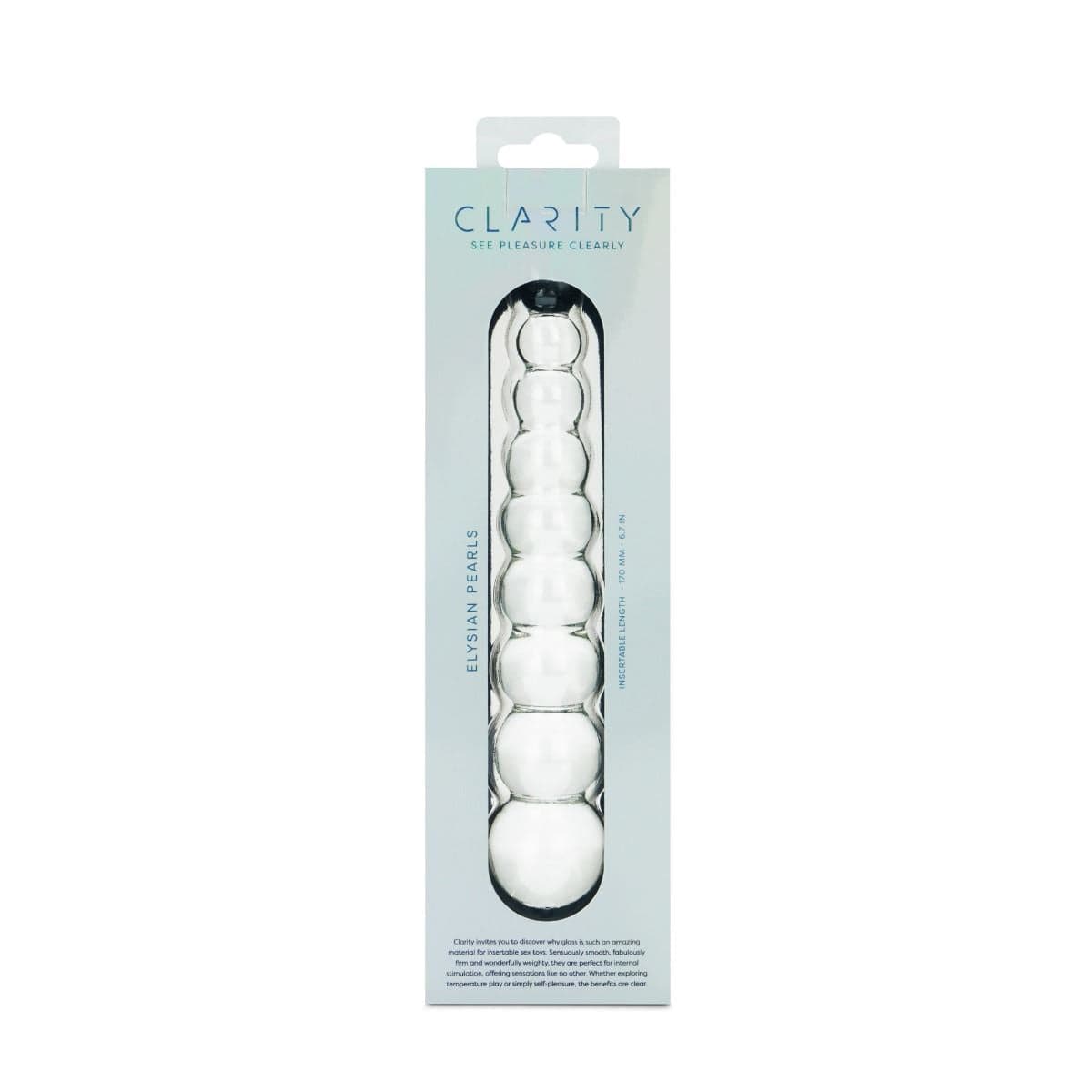 Clarity Realistic Dildos Clarity Elysian Pearls Beaded Glass Dildo: 6.7 Inch Graduated G-Spot Pleasure Stimulation