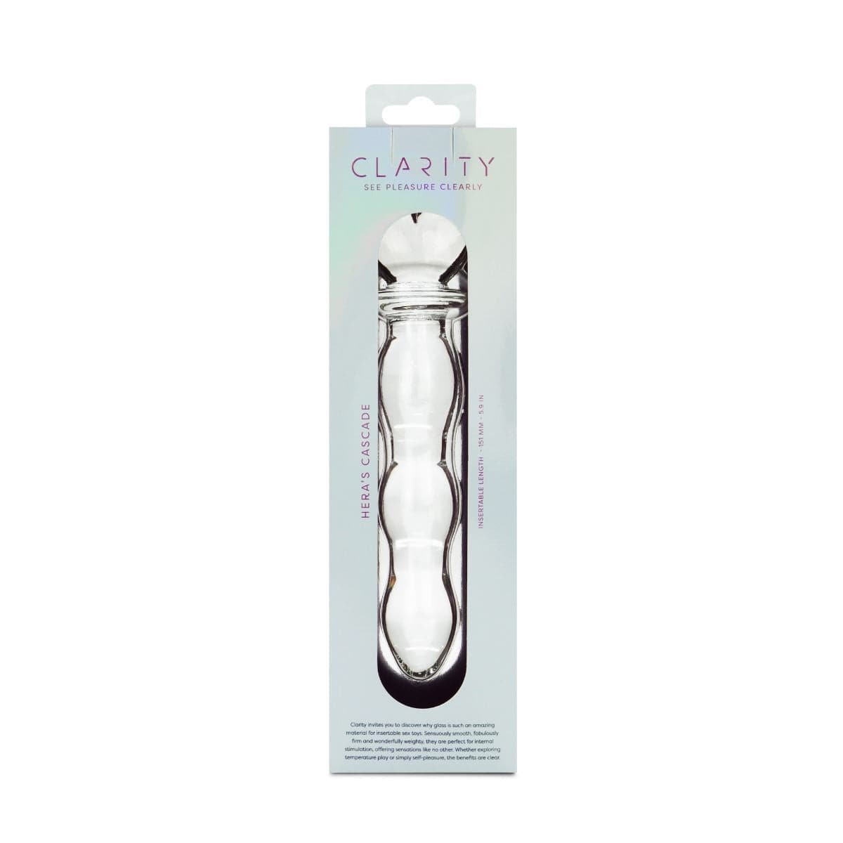 Clarity Realistic Dildos Clarity Hera's Cascade Heart Handle Glass Dildo: 5.9" Curved Pleasure for G-Spot and Prostate Stimulation