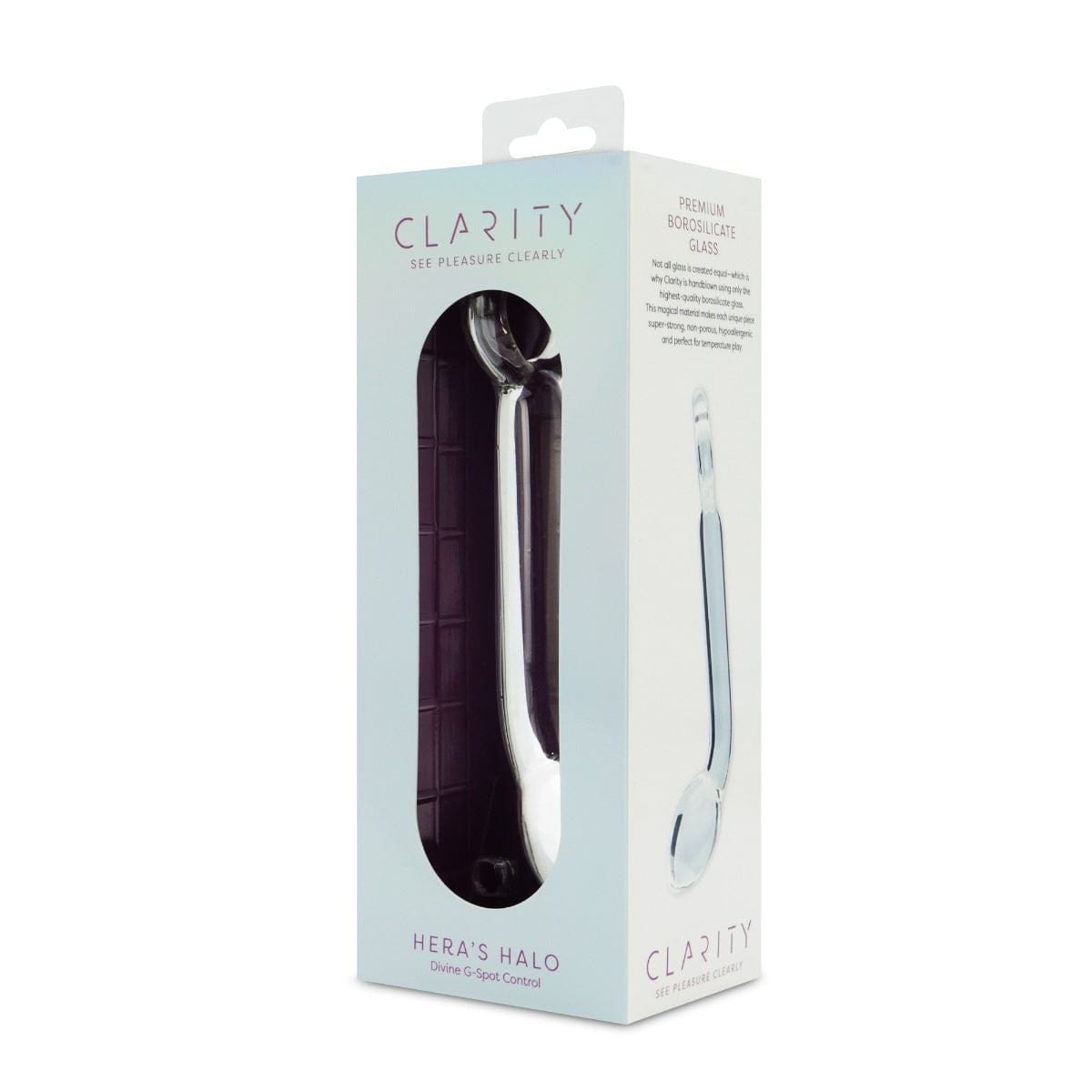 Clarity Realistic Dildos Clarity Heras Halo Glass Dildo with Handle: 6 Inch Curved Precision for G-spot & Prostate Pleasure