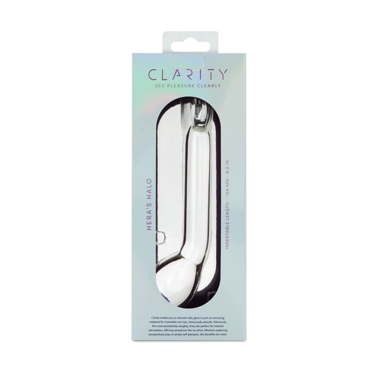 Clarity Realistic Dildos Clarity Heras Halo Glass Dildo with Handle: 6 Inch Curved Precision for G-spot & Prostate Pleasure