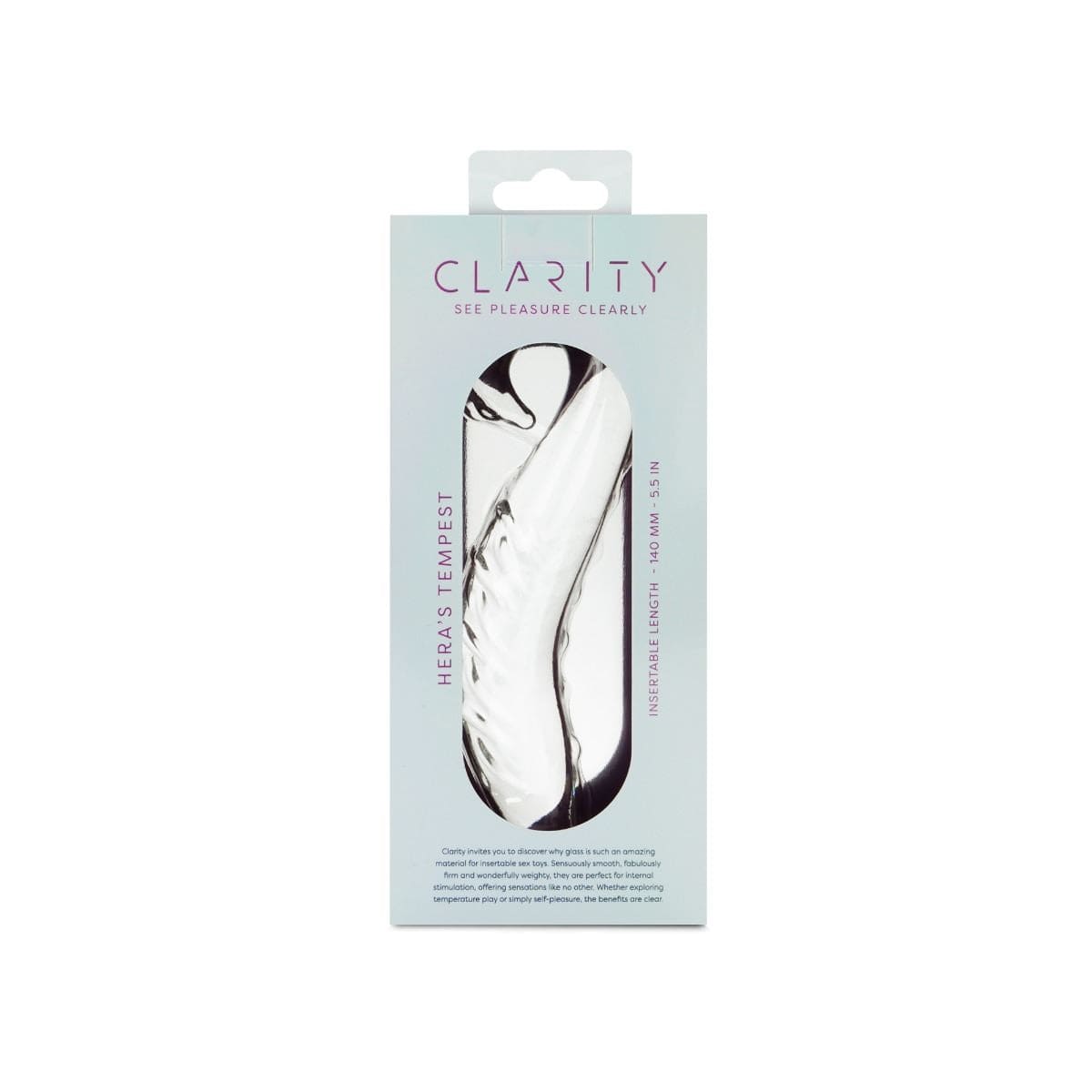 Clarity Realistic Dildos Clarity Heras Tempest Curved Glass Dildo with Handle: 5.5 Inch G-Spot and Prostate Pleasure