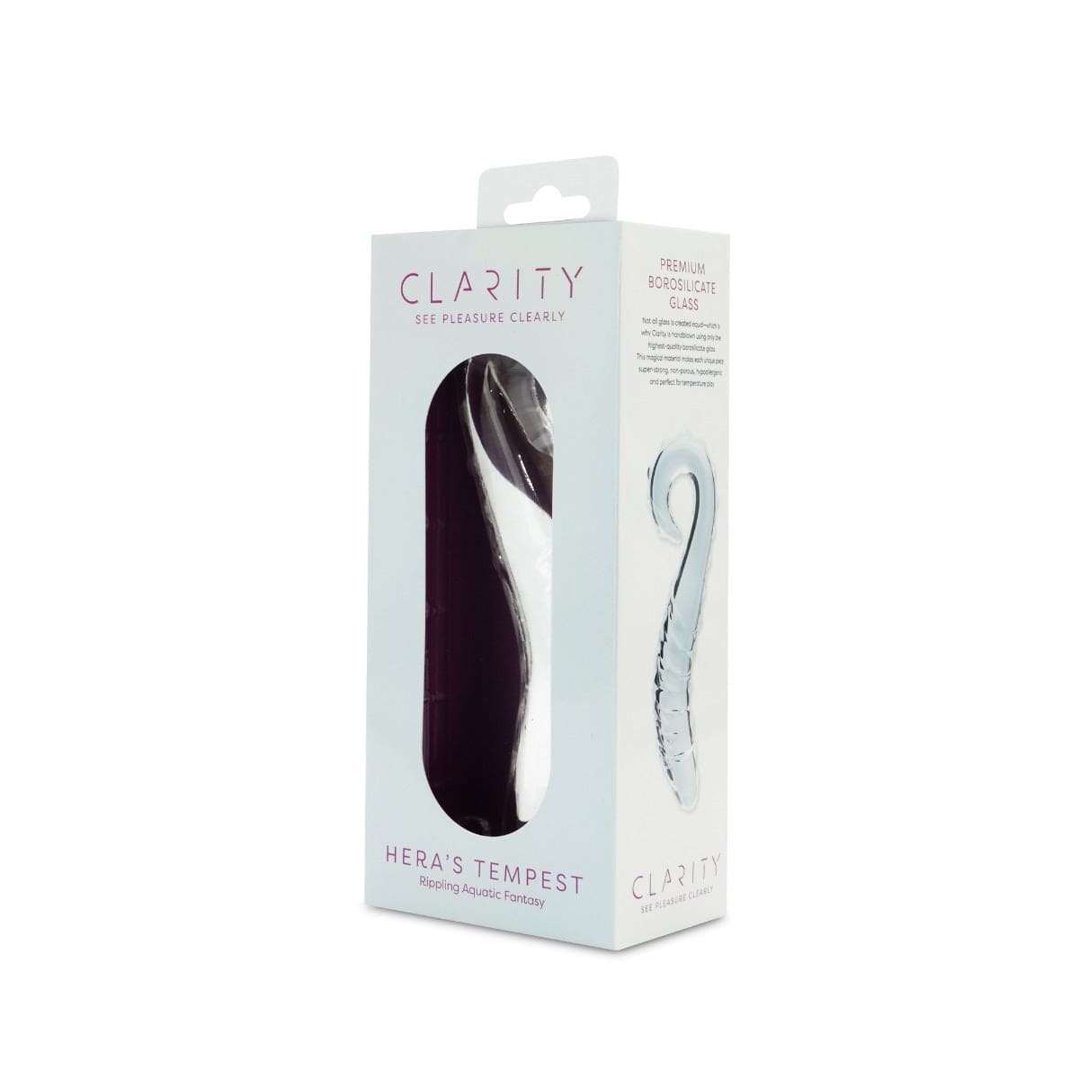Clarity Realistic Dildos Clarity Heras Tempest Curved Glass Dildo with Handle: 5.5 Inch G-Spot and Prostate Pleasure