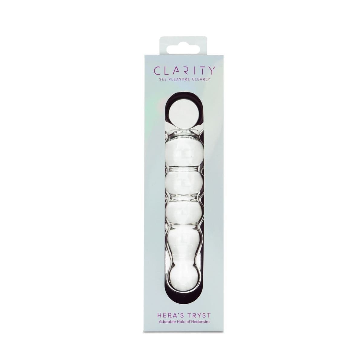 Clarity Realistic Dildos Clarity Heras Tryst Compact Glass Dildo with Handle: 4.9" Curved for G-Spot and Prostate Stimulation