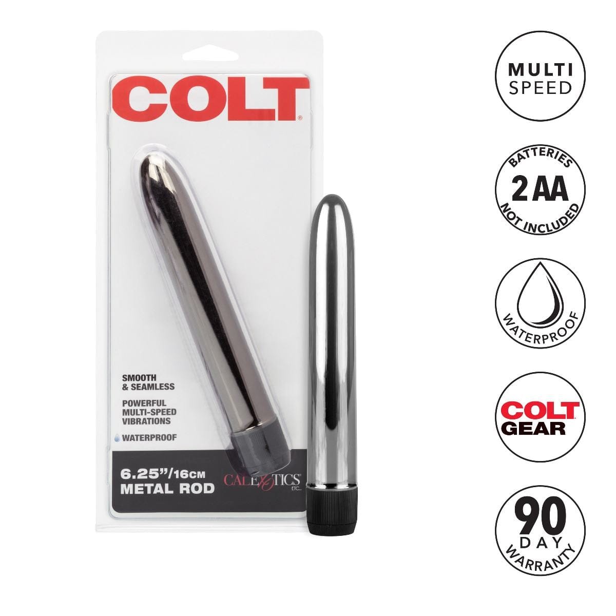 COLT Realistic Vibrators COLT 6.25" Metal Rod: Sleek Multi-Speed Metallic Vibrator for Ultimate Pleasure