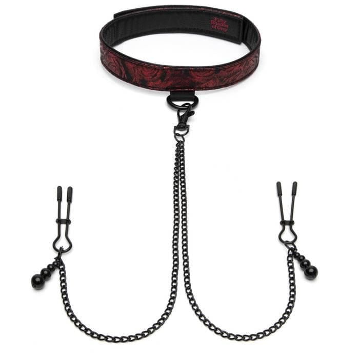 Creative Conceptions LTD Fifty Shades Sweet Anticipation Collar Nipple Clamps Silicone Adjustable