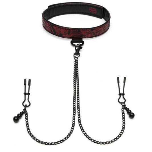 Creative Conceptions LTD Fifty Shades Sweet Anticipation Collar Nipple Clamps Silicone Adjustable