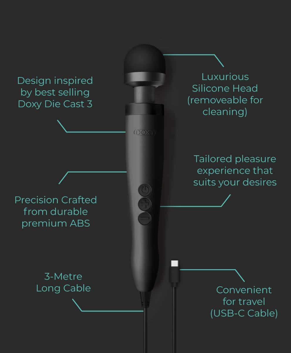 DOXY Wand Vibrators Doxy 3 USB-C - Matte Black | Budget?Friendly Wand with USB?C Power Silicone