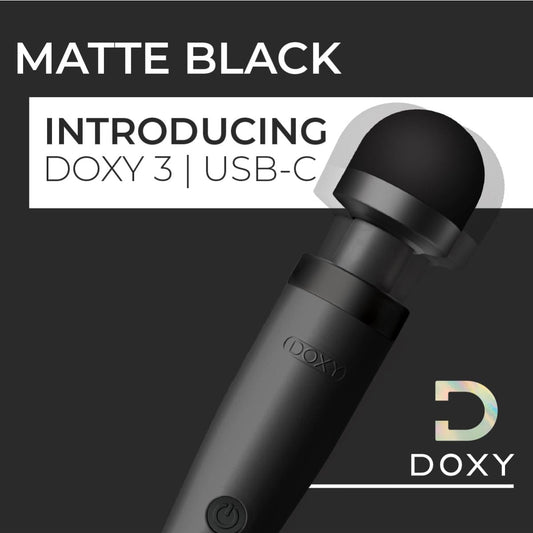 DOXY Wand Vibrators Doxy 3 USB-C - Matte Black | Budget?Friendly Wand with USB?C Power Silicone