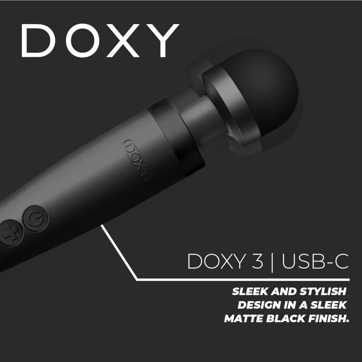 DOXY Wand Vibrators Doxy 3 USB-C - Matte Black | Budget?Friendly Wand with USB?C Power Silicone