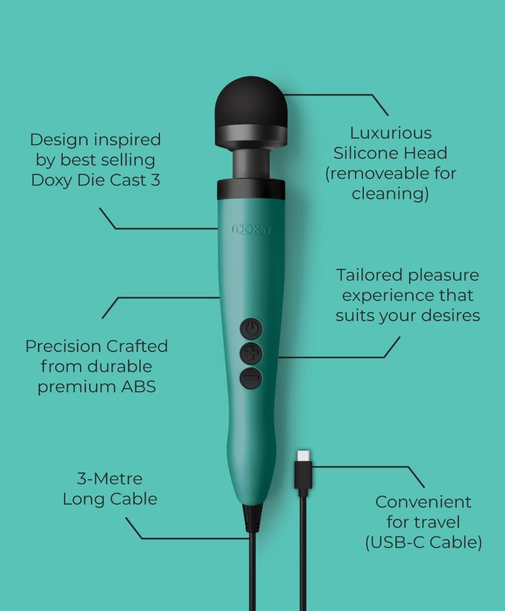 DOXY Wand Vibrators Doxy 3 USB-C - Turquoise | Budget?Friendly Wand with USB?C Power Silicone