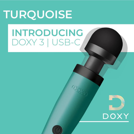 DOXY Wand Vibrators Doxy 3 USB-C - Turquoise | Budget?Friendly Wand with USB?C Power Silicone