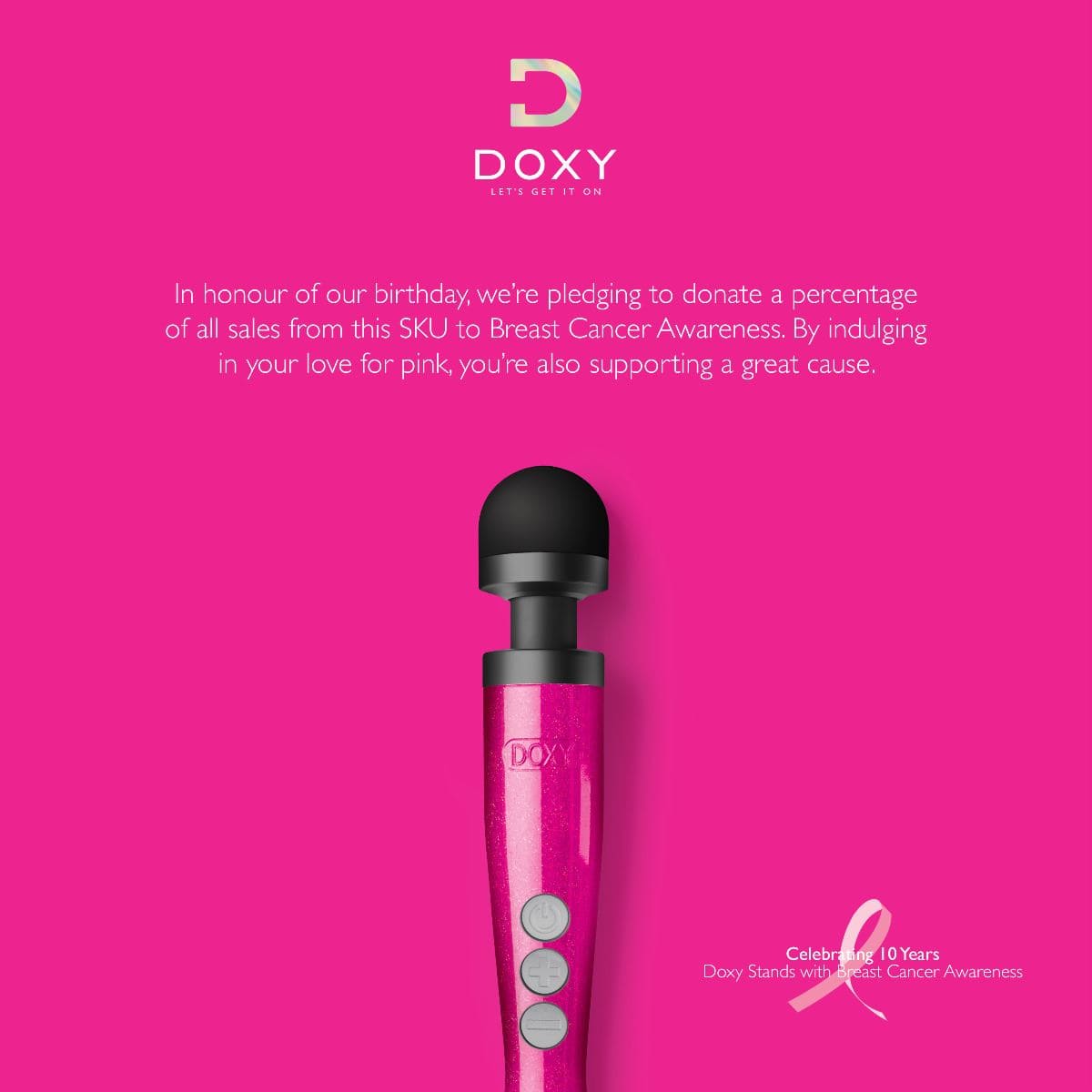 DOXY Wand Vibrators Doxy Die Cast 3 Rechargeable - Hot Pink  | Compact Rechargeable Wand Vibrator