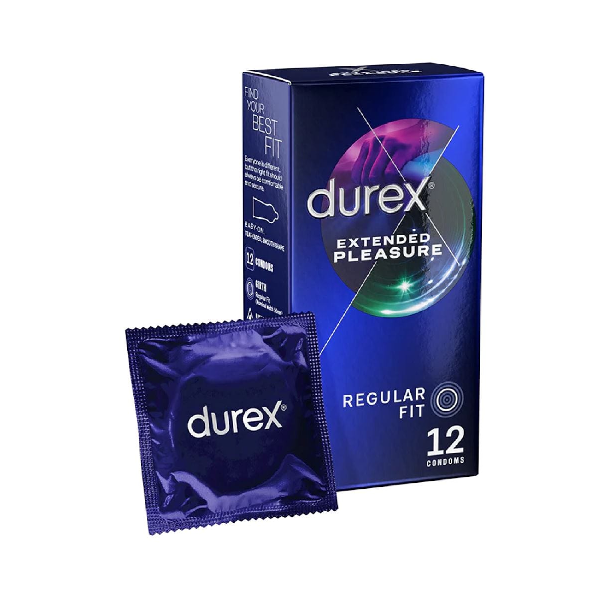 Durex Condoms Durex Extended Pleasure 12's | Delay Condoms with Benzocaine Lubricant Discreet