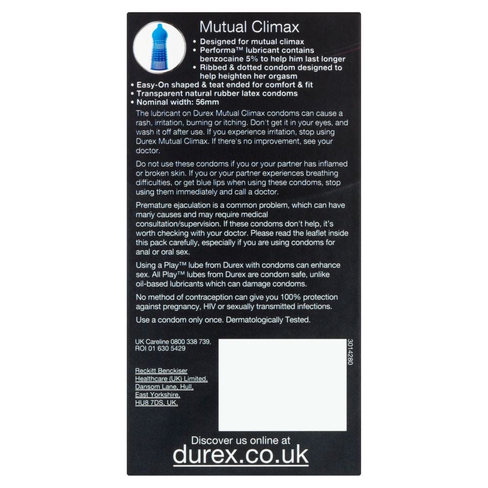 Durex Condoms Durex Mutual Climax 12's | Ribbed & Dotted Condoms with Delay Gel Couples