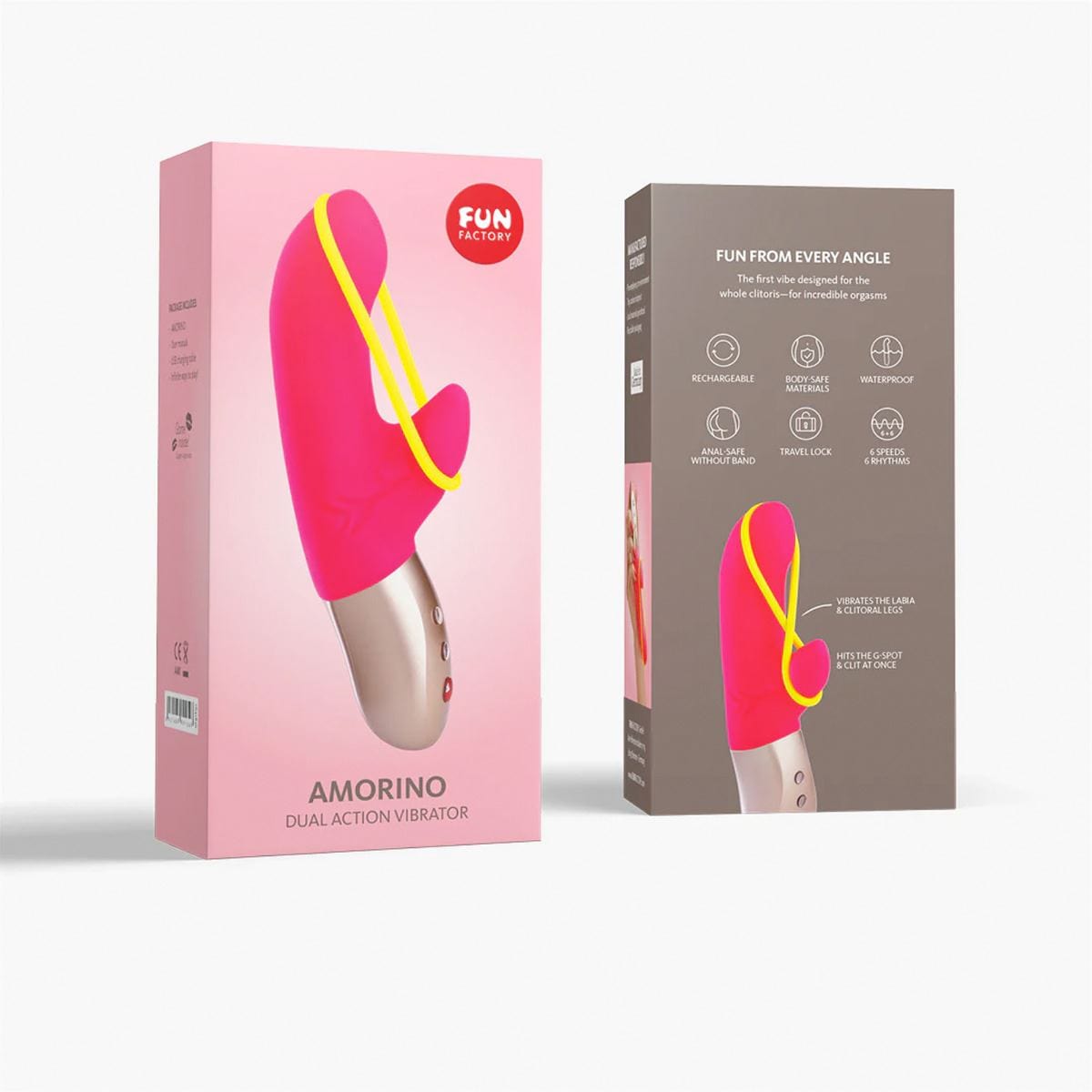 Fun Factory Realistic Vibrators Fun Factory Amorino Waterproof G-Spot Vibrator: Dual Vibrator with Removable Stimulating Band
