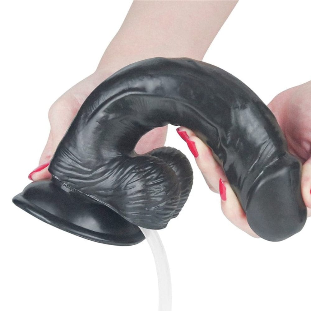 9 Inch Black Realistic Ejaculating Squirting Big Dildo - Spanksy