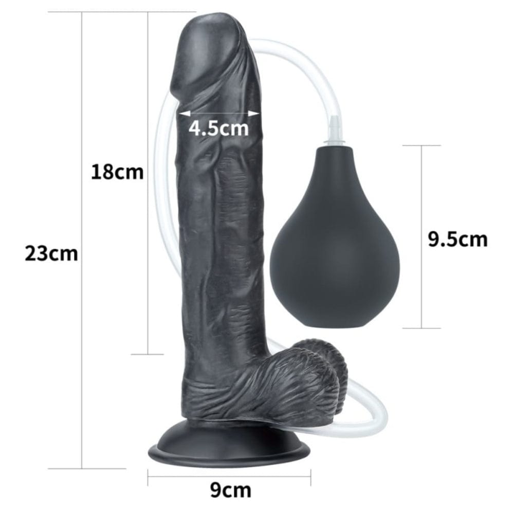 9 Inch Black Realistic Ejaculating Squirting Big Dildo - Spanksy