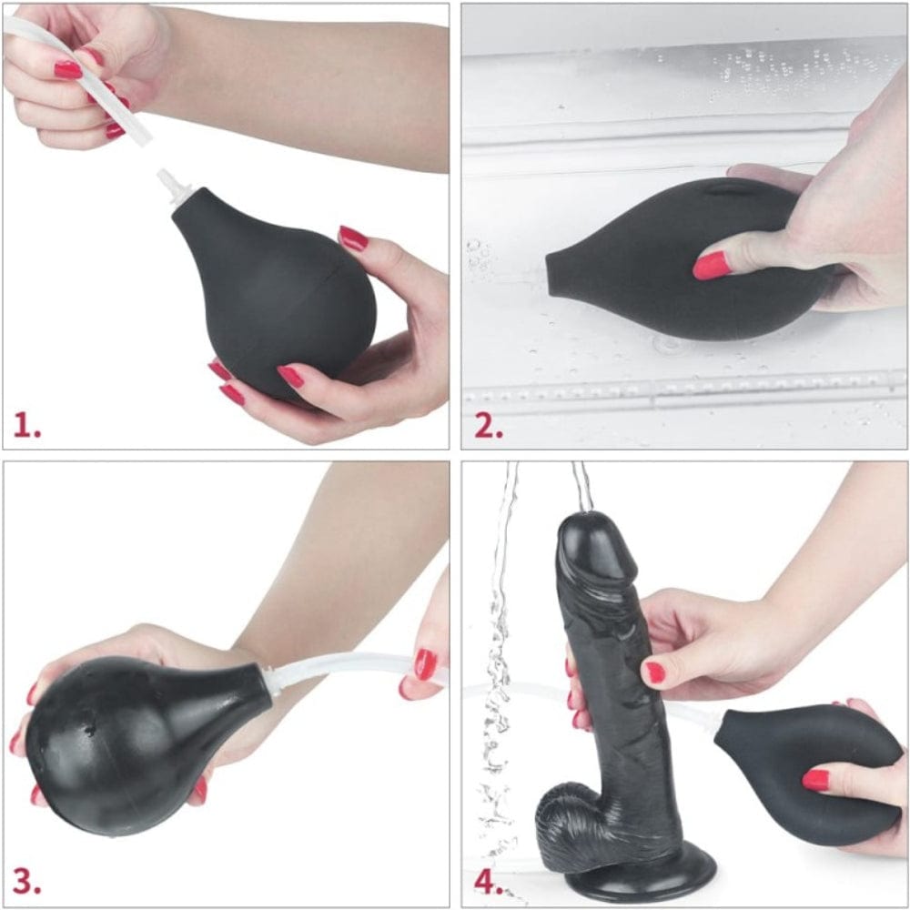 9 Inch Black Realistic Ejaculating Squirting Big Dildo - Spanksy