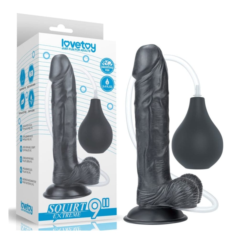 9 Inch Black Realistic Ejaculating Squirting Big Dildo - Spanksy