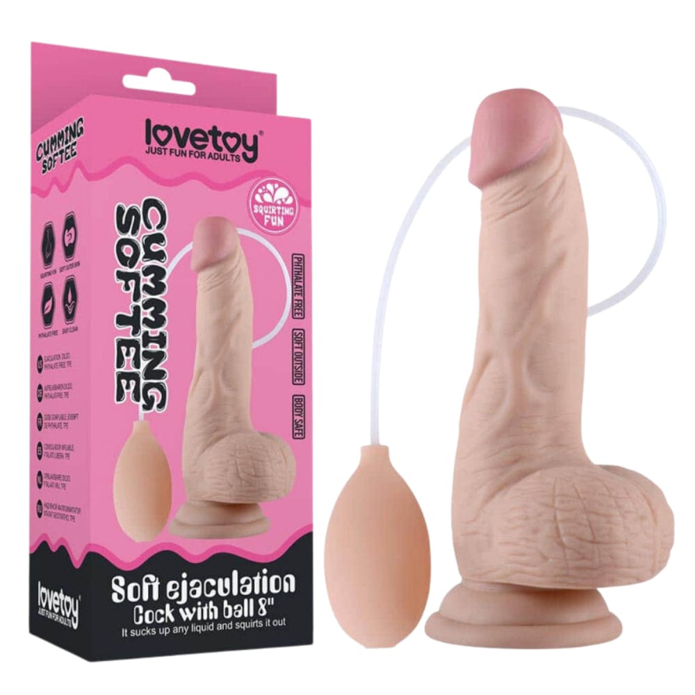 Lovetoy 8 Inch Realistic Ejaculating Squirting Dildo Soft Feel - Spanksy