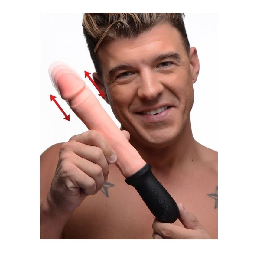 Master Series Realistic Dildos Master Series 8X Auto Pounder Vibrating and Thrusting Dildo With Handle Light
