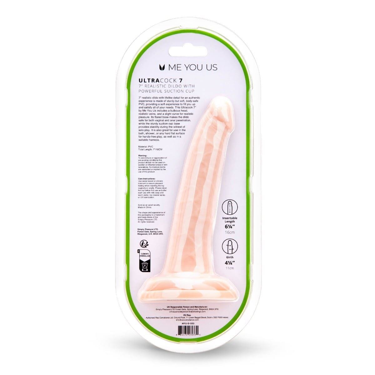 Me You Us Realistic Dildos Me You Us Ultra Cock 7inch Realistic Dildo - Dildo, Realistic Feel Adult Toy