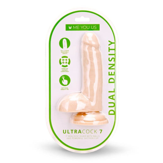 Me You Us Realistic Dildos Me You Us Ultra Cock Dual Density Dildo With Balls 7 Inch - 7 inch, Realistic