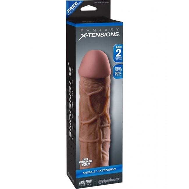 Pipedream Penis Extenders Pipedream Fantasy X-Tensions 2" | Penis Extension Cock Sleeve Brown 8" | Realistic