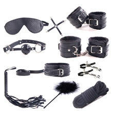 Load image into Gallery viewer, Spanksy Bondage Kits BDSM 10 Piece Cuffs Whip Rope Nipple Clamps Sex Toy Kit For Couples
