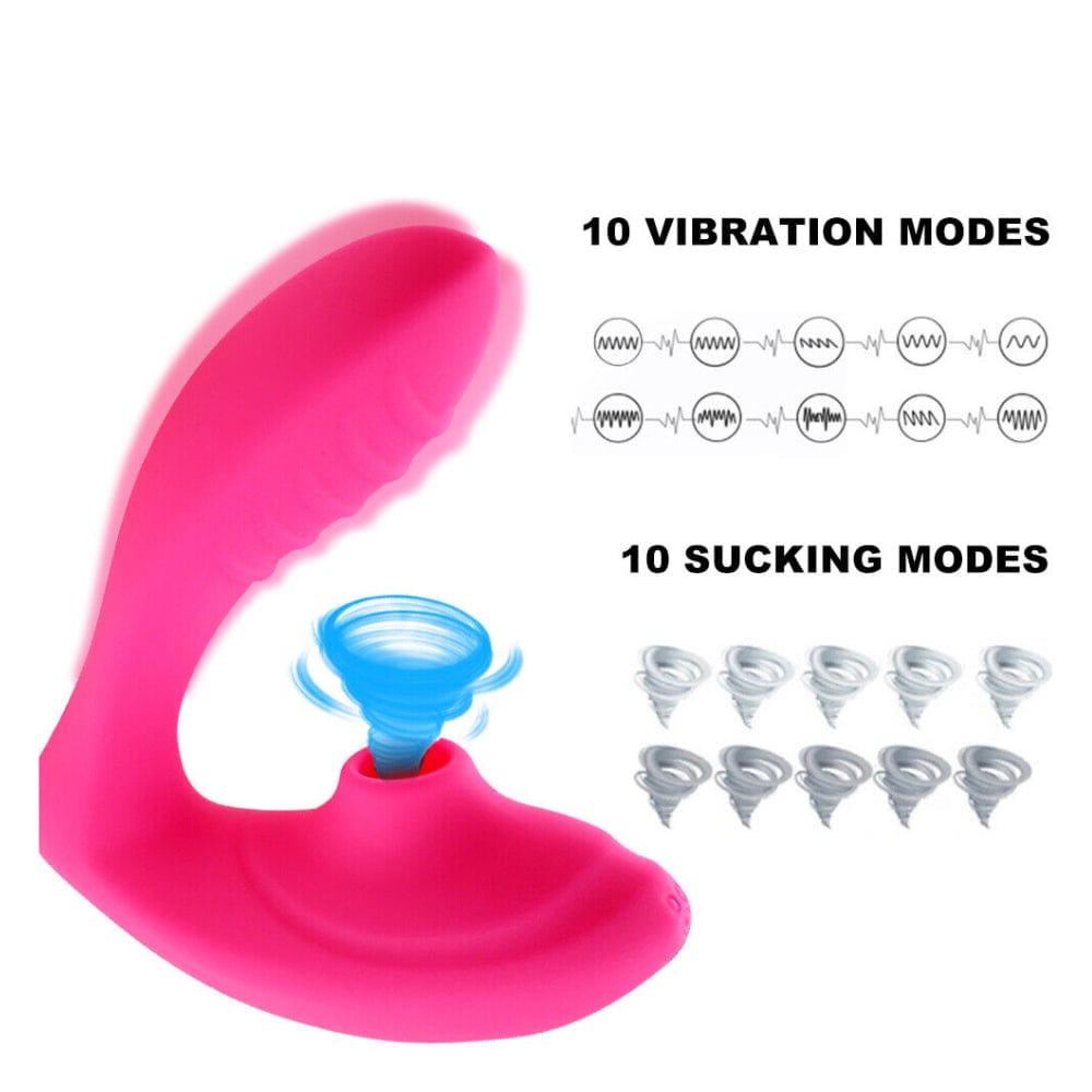 Clitoral Sucking G Spot Vibrator 10 Mode Silicone Pink - Spanksy