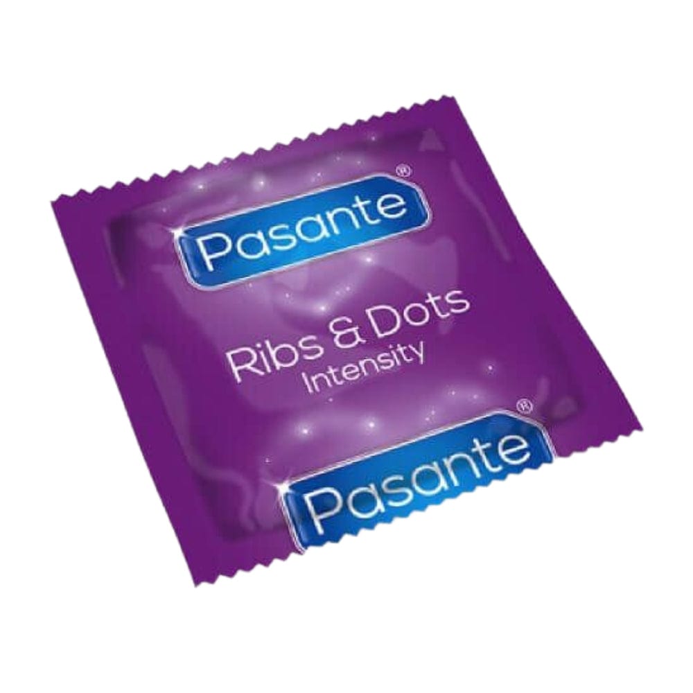 Pasante Condoms Intensity Ribbed Ribs & Dots CE Marked Vegan Friendly - Spanksy